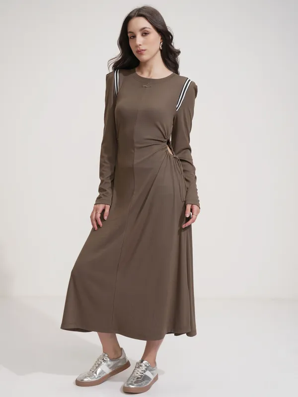 Tokyo Talkies Women Brown Solid Maxi Dress