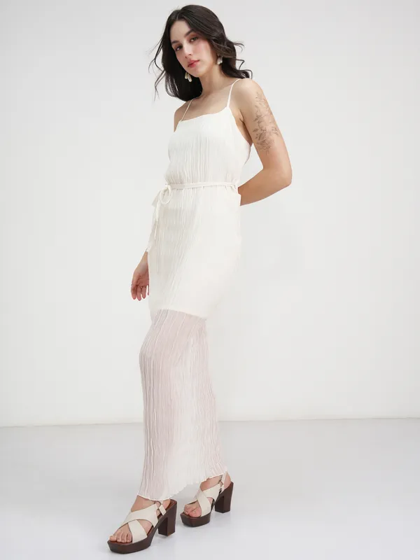 Tokyo Talkies Women Cream Solid Maxi Dress