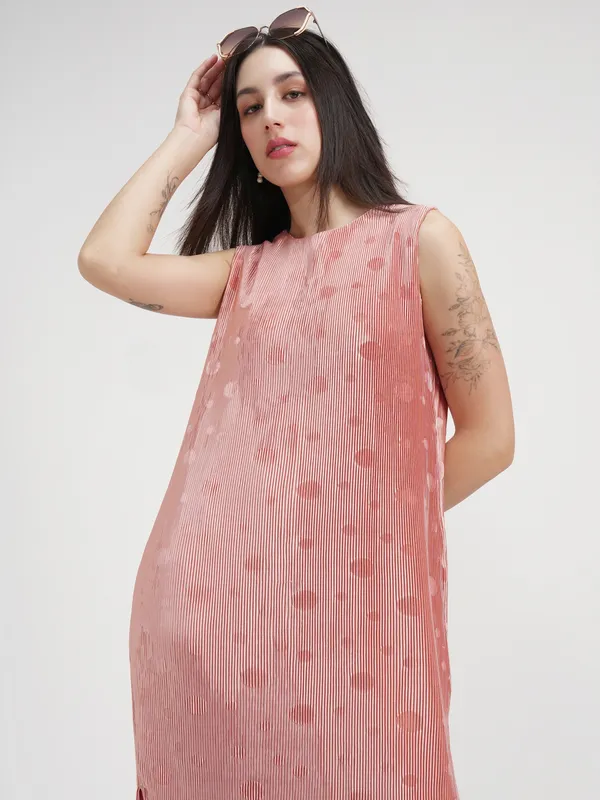 Tokyo Talkies Women Peach Printed A-Line Dress