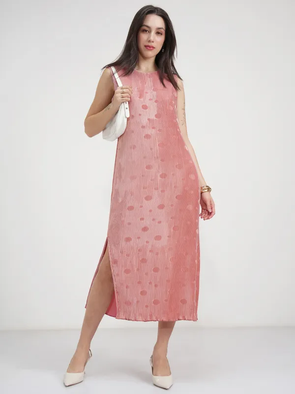 Tokyo Talkies Women Peach Printed A-Line Dress