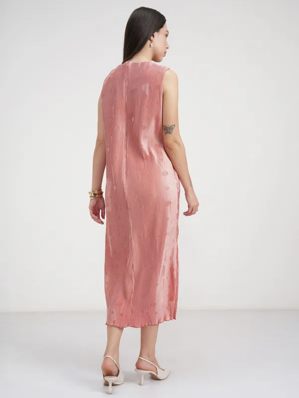 Tokyo Talkies Women Peach Printed A-Line Dress