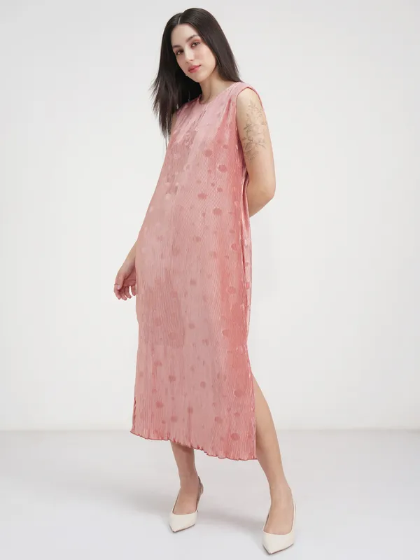Tokyo Talkies Women Peach Printed A-Line Dress