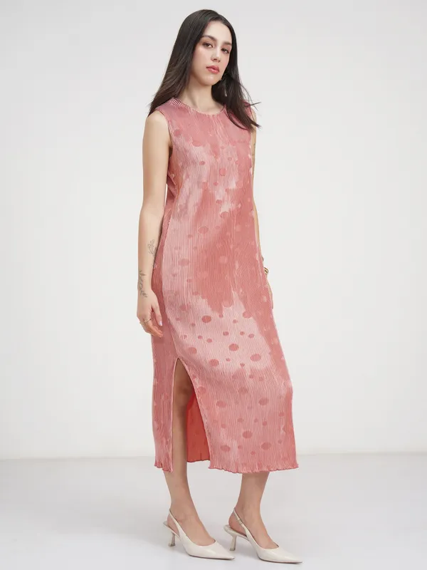 Tokyo Talkies Women Peach Printed A-Line Dress