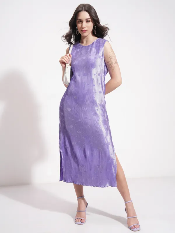 Tokyo Talkies Women Violet Printed A-Line Dress