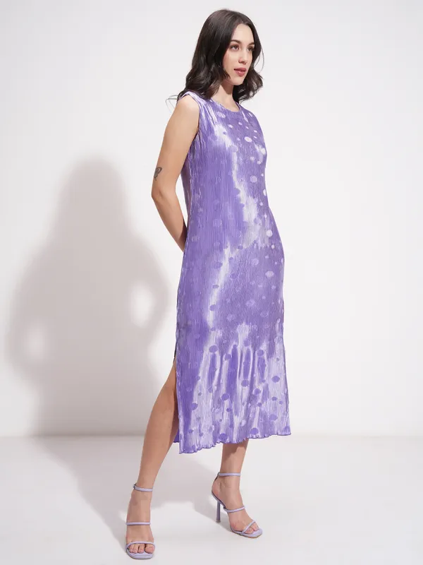 Tokyo Talkies Women Violet Printed A-Line Dress