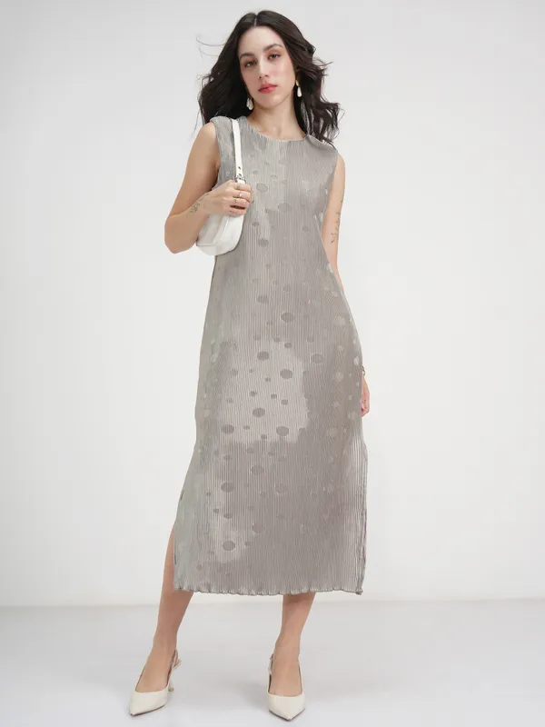 Tokyo Talkies Women Silver Printed A-Line Dress