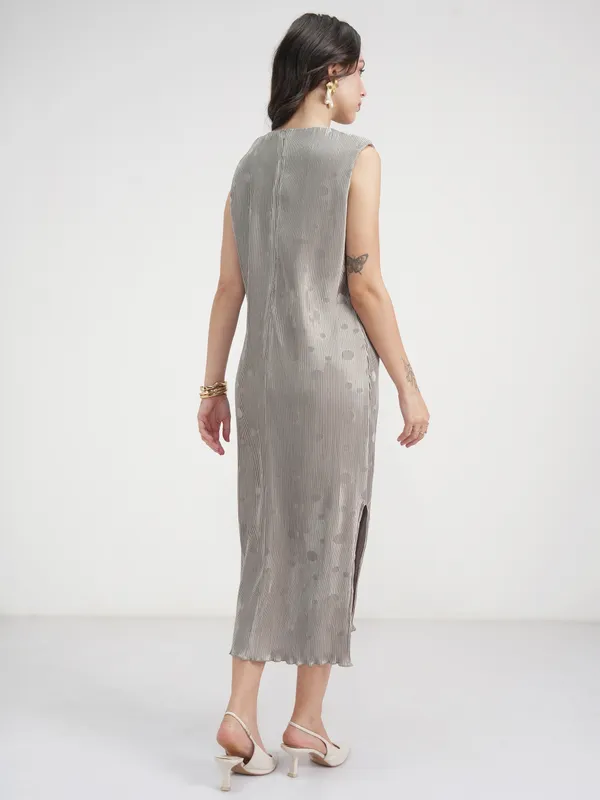 Tokyo Talkies Women Silver Printed A-Line Dress