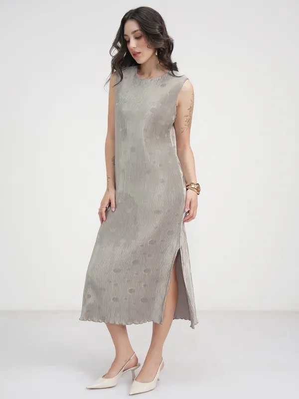 Tokyo Talkies Women Silver Printed A-Line Dress