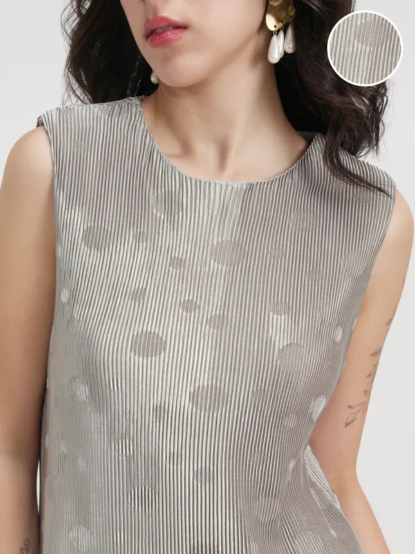 Tokyo Talkies Women Silver Printed A-Line Dress