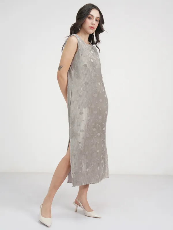 Tokyo Talkies Women Silver Printed A-Line Dress