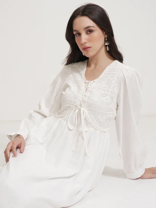 Self Design Fit and Flare Dress