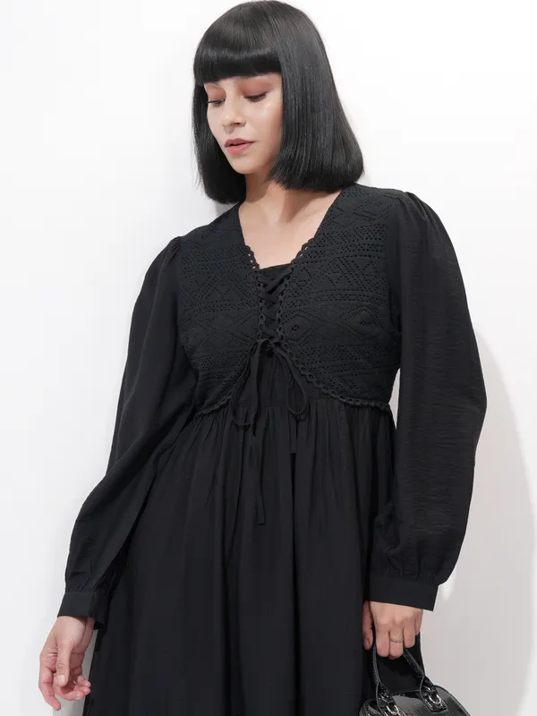 Self Design Fit and Flare Dress