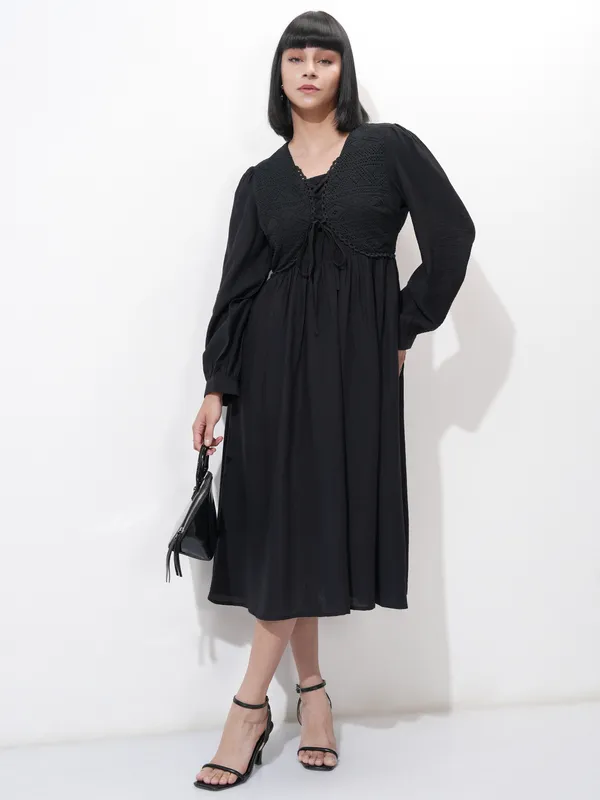 Self Design Fit and Flare Dress