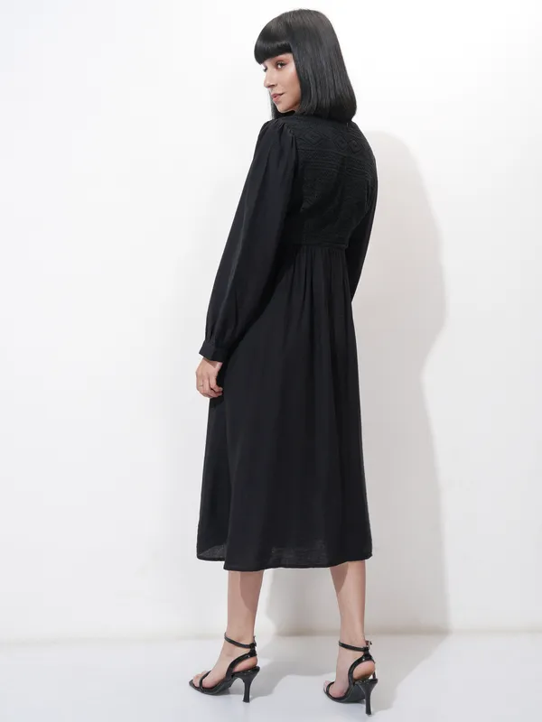 Self Design Fit and Flare Dress