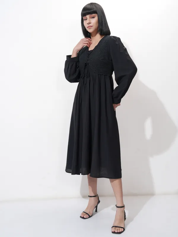 Self Design Fit and Flare Dress