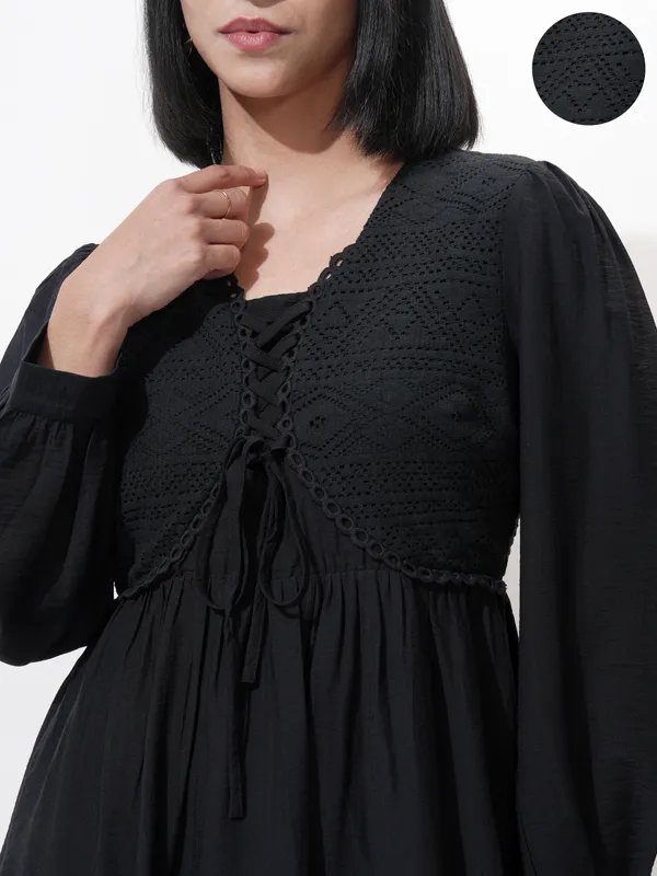 Self Design Fit and Flare Dress