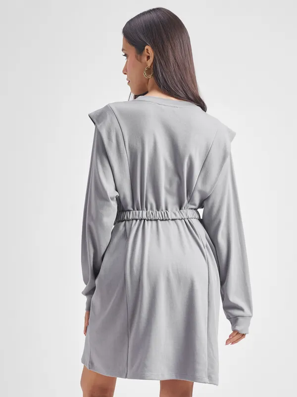 Solid Fit And Flare Dress