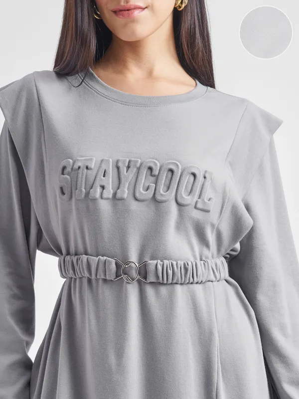 Solid Fit And Flare Dress