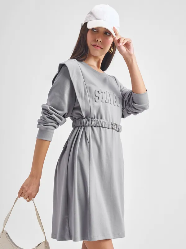 Solid Fit And Flare Dress