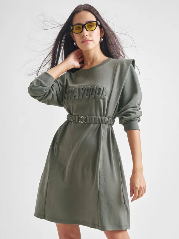 Solid Fit And Flare Dress