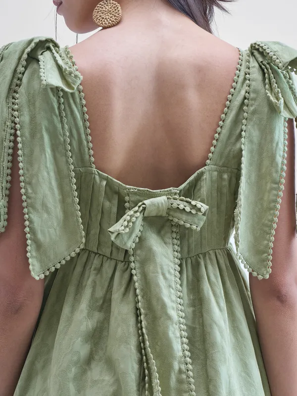 Tokyo Talkies Women Green Solid Fit and Flare Dress