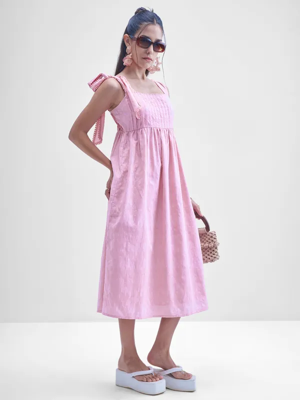 Solid Fit and Flare Dress