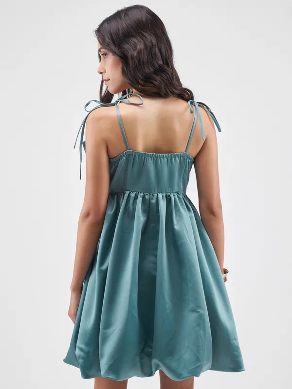 Tokyo Talkies Women Blue Solid Balloon Dress