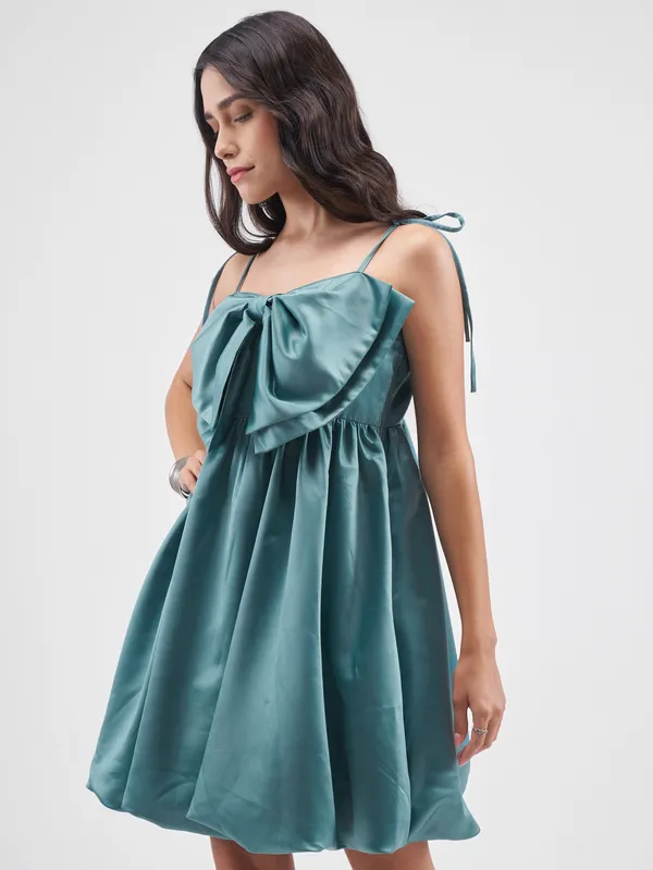 Tokyo Talkies Women Blue Solid Balloon Dress