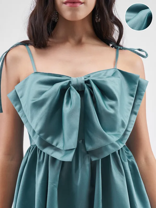 Tokyo Talkies Women Blue Solid Balloon Dress