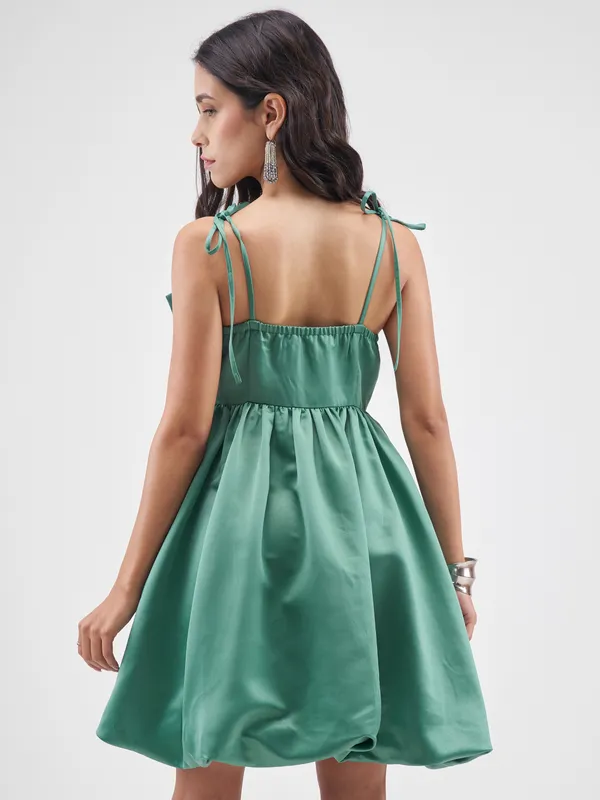 Tokyo Talkies Women Green Solid Balloon Dress