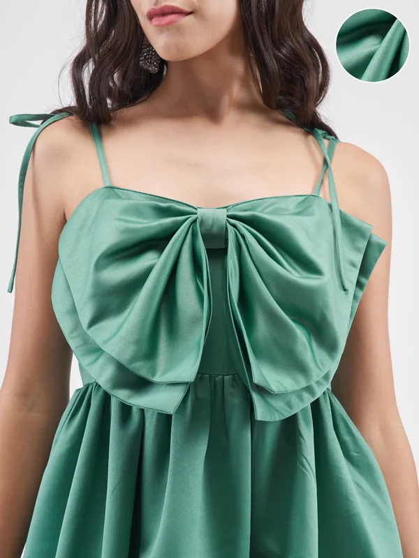 Tokyo Talkies Women Green Solid Balloon Dress