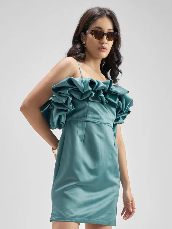 ESPYR By Tokyo Talkies Women Teal Solid Sheath Dress