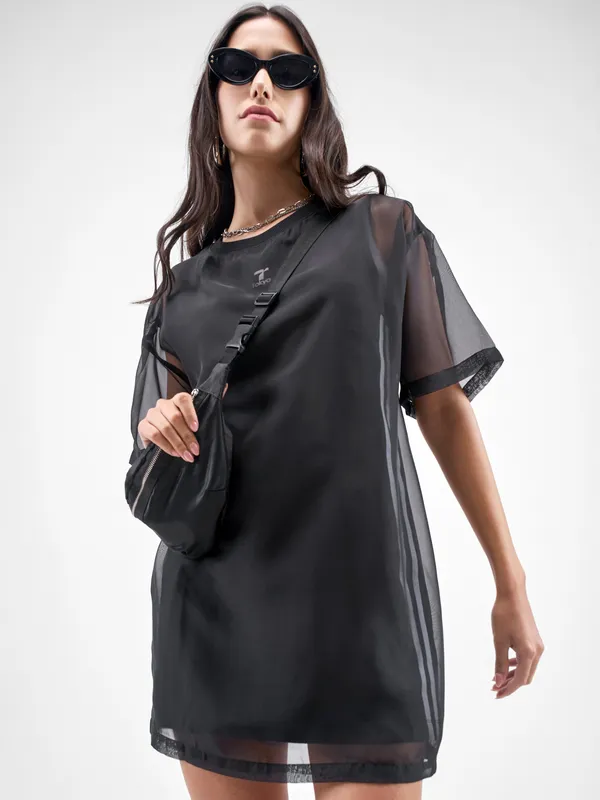 Street By Tokyo Talkies Women Black Solid T-shirt Dress