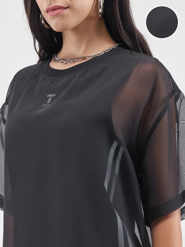 Street By Tokyo Talkies Women Black Solid T-shirt Dress