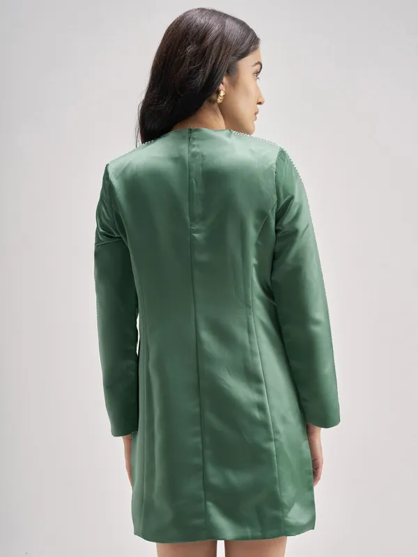 Tokyo Talkies Women Green Solid Sheath Dress