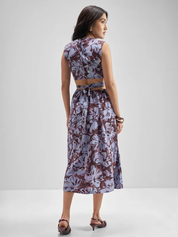 Tokyo Talkies Women Brown Printed Fit and Flare Dress