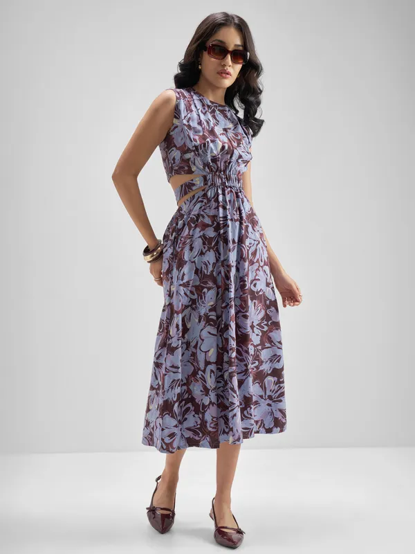 Tokyo Talkies Women Brown Printed Fit and Flare Dress