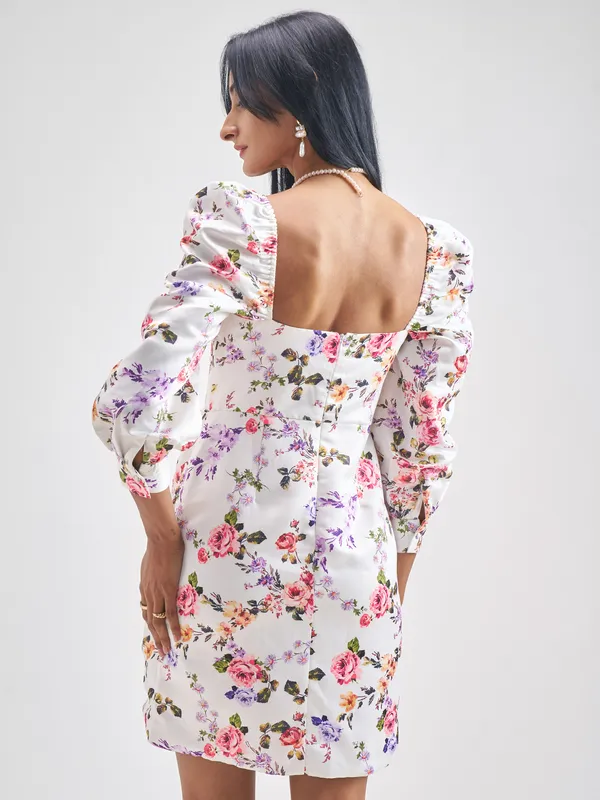 Tokyo Talkies Women White Printed Bodycon Dress