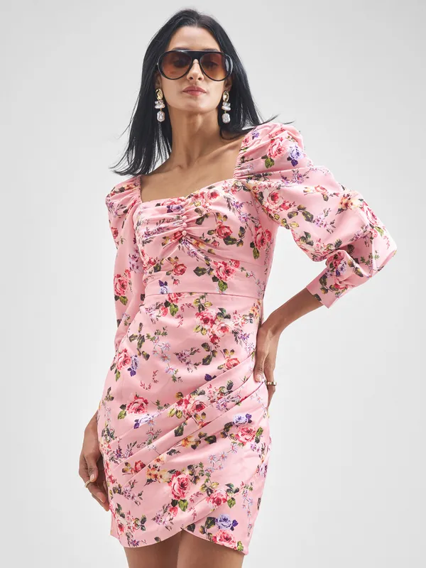 Tokyo Talkies Women Pink Printed Bodycon Dress