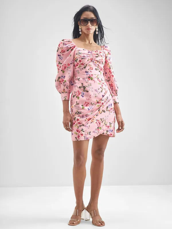 Tokyo Talkies Women Pink Printed Bodycon Dress