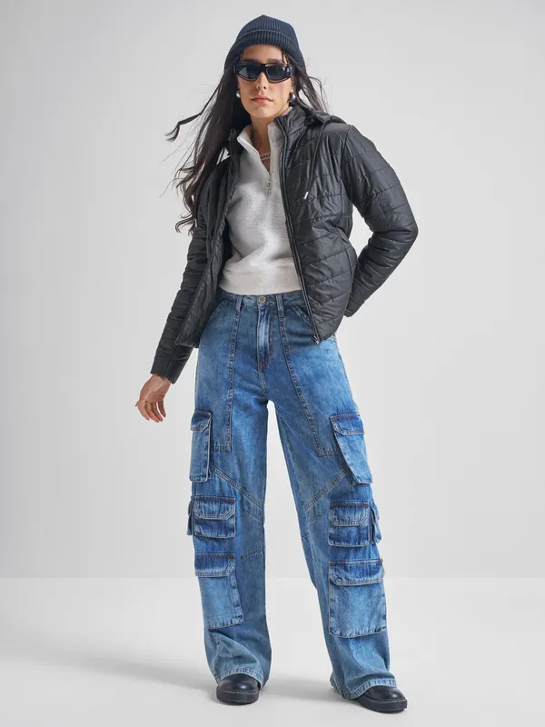 Tokyo Talkies Women Black Puffer Jacket