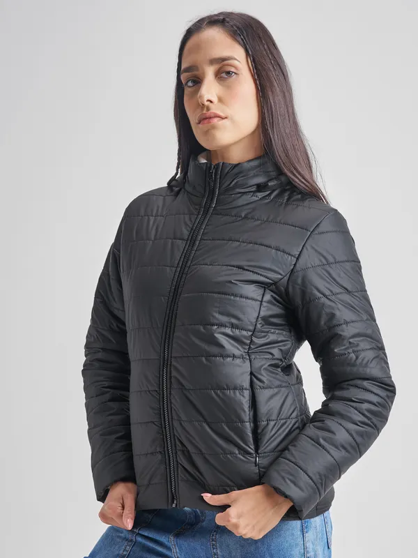 Tokyo Talkies Women Black Puffer Jacket