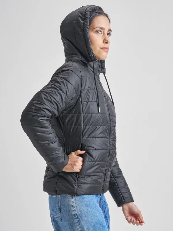 Tokyo Talkies Women Black Puffer Jacket