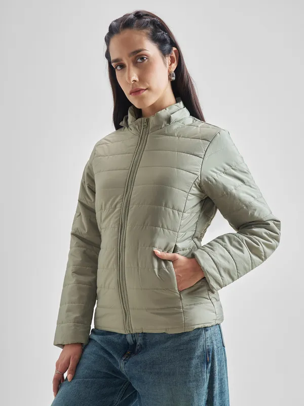  Tokyo Talkies Women Green Puffer Jacket Jackets