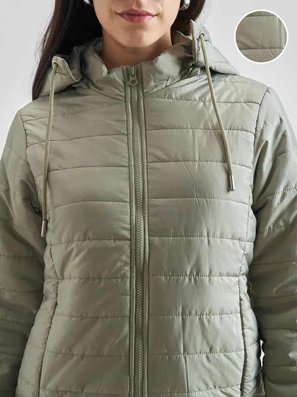  Tokyo Talkies Women Green Puffer Jacket Jackets