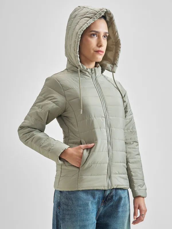  Tokyo Talkies Women Green Puffer Jacket Jackets