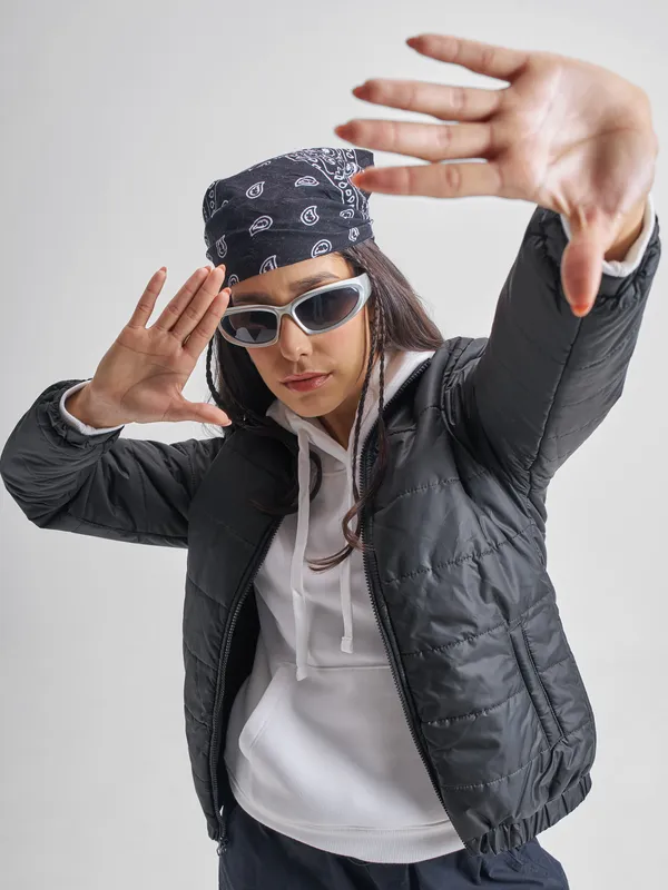 Tokyo Talkies Women Black Puffer Jacket