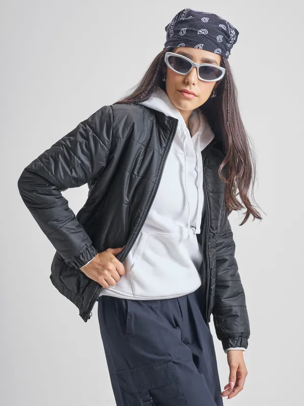 Tokyo Talkies Women Black Puffer Jacket