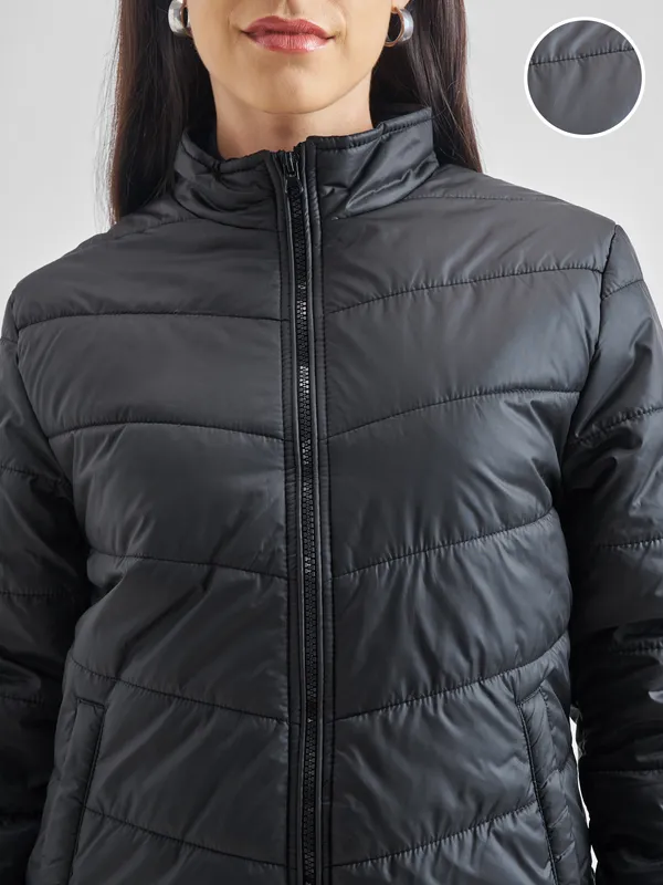 Tokyo Talkies Women Black Puffer Jacket