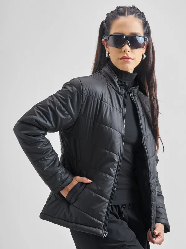 Tokyo Talkies Women Black Puffer Jacket